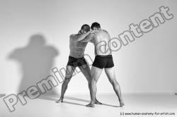 Underwear Martial art Man - Man White Moving poses Athletic Short Brown Dynamic poses Academic